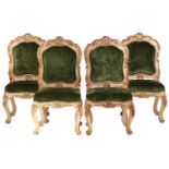 A set of large Mexican French-style painted and giltwood side chairs, 20th century with stuff over