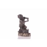 Lucy Gwendolen Williams (1870-1955), a patinated bronze figure of girl seated on a rock, monogram