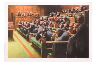 Mason Storm (British 1966-), 'Monkey Parliament', 2022, Giclee Print on 350gsm Hahnemuhle Museum