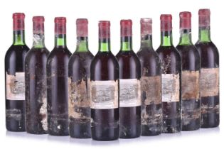 Ten bottles of Chateau Lafite Rothschild Pauillac, 1970 Qty: 10 Private cellar in Bucks Damage to