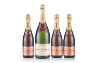 Three bottles of Moet & Chandon Brut Imperial Rose Champagne, together with a Magnum of Moet &