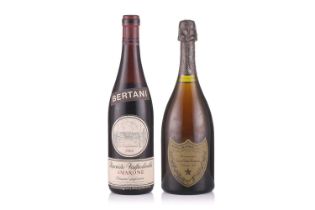One bottle of Dom Perignon Champagne, 1980, together with a Bertani Valpolicello Amarone, 1964