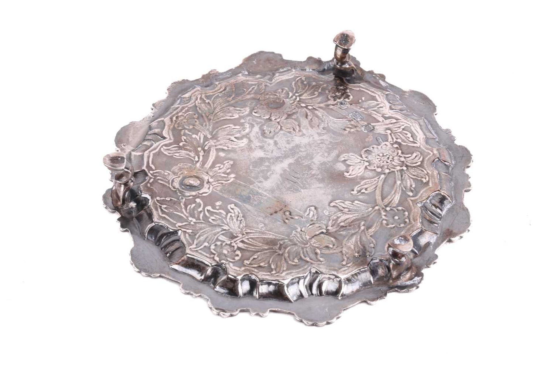 A George III silver waiter, by Richard Rugg, London 1764, of circular form, with raised border - Image 3 of 4