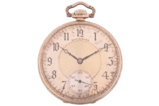 A South Bend Indiana U.S.A open-face pocket watch, featuring a keyless wound movement in a white
