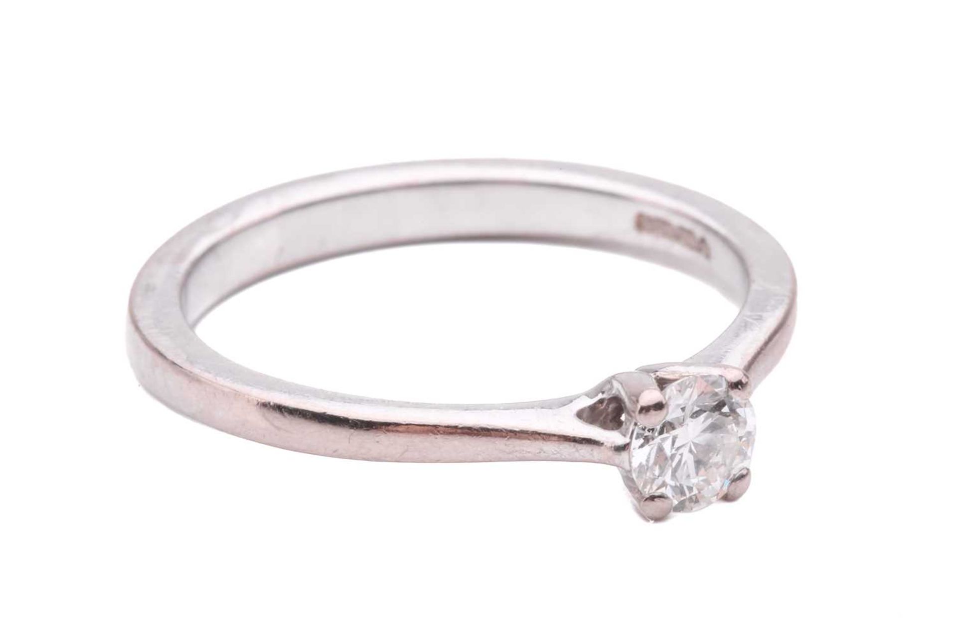 A diamond solitaire ring, set with a round brilliant cut diamond with an estimated weight of 0.35ct, - Image 3 of 4