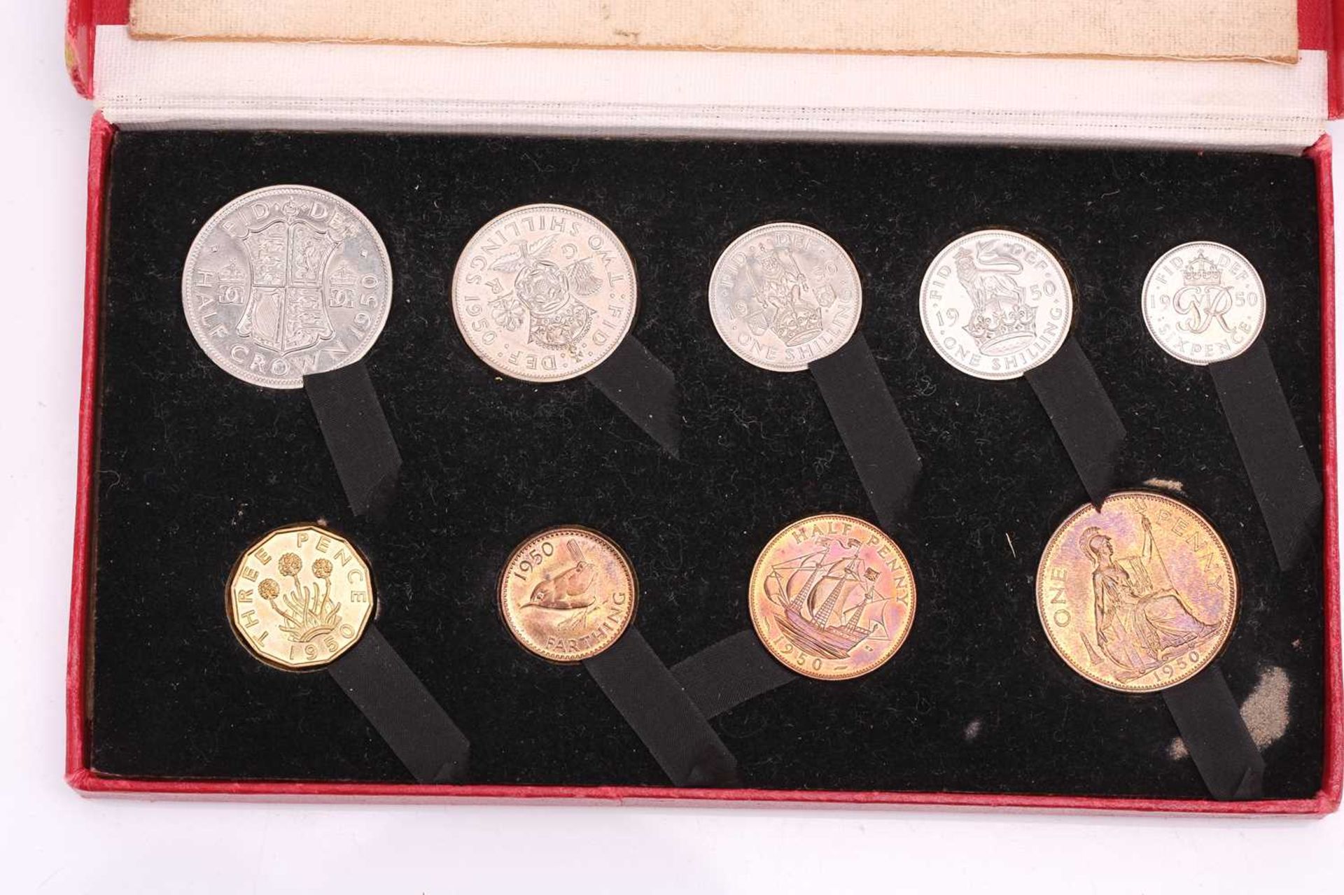 Three Pre-decimalisation proof coin sets, 1950, Half Crown to Farthing, 1951 Festival of Britain, - Image 5 of 5