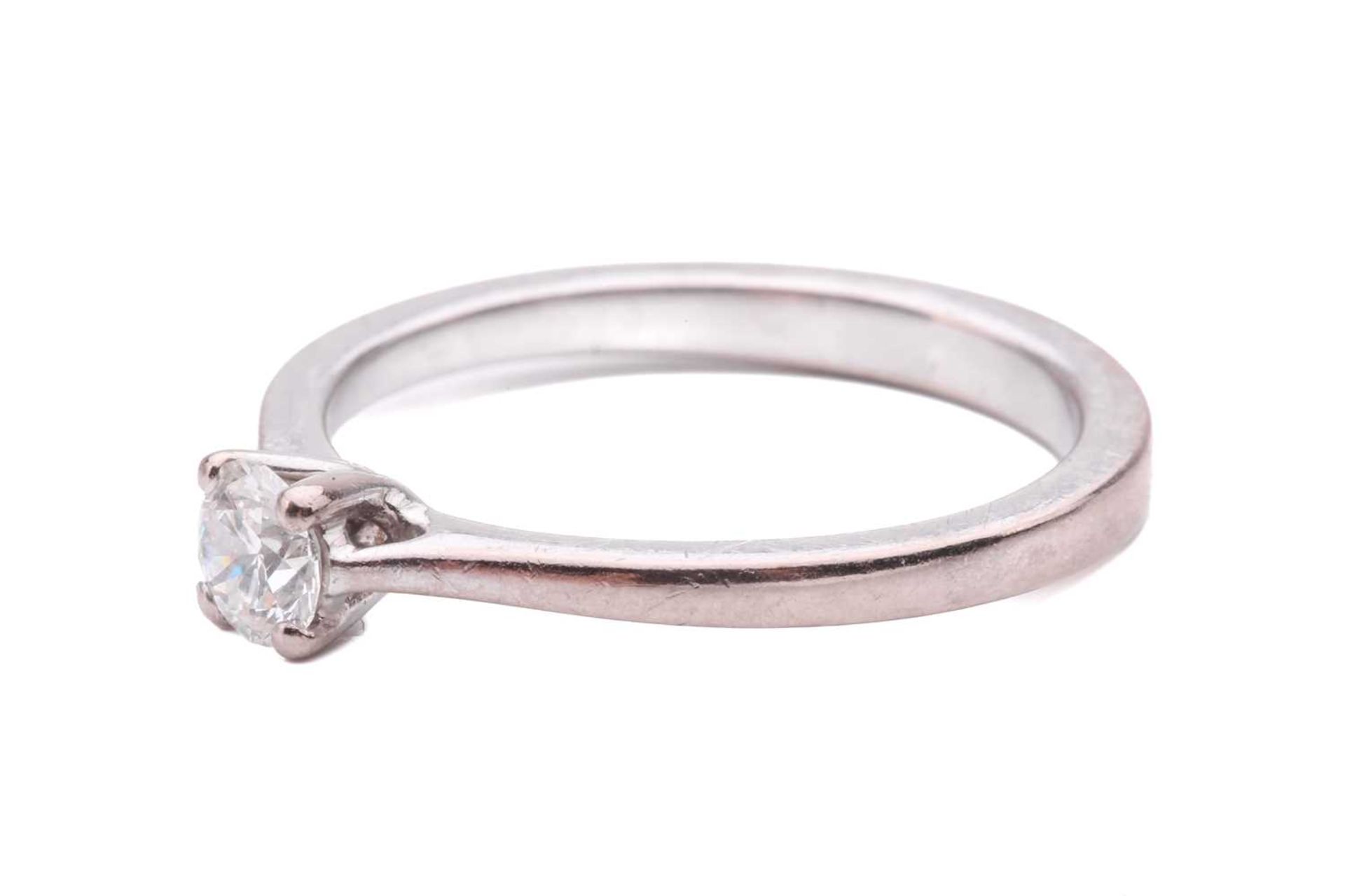 A diamond solitaire ring, set with a round brilliant cut diamond with an estimated weight of 0.35ct, - Image 2 of 4