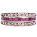 An Art Deco-style 'Night and Day' flip-over eternity ring, with half of the central band channel set