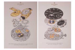 Patek Philippe, Two colour lithographic 'Limited Art Edition' prints, each depicting watch