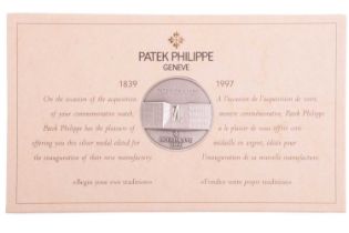 Original collectable silver medal Patek Philippe 1839-1997 edited for the inauguration of the new