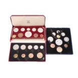 Three Pre-decimalisation proof coin sets, 1950, Half Crown to Farthing, 1951 Festival of Britain,
