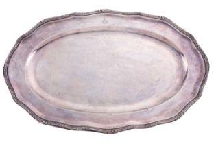 An Austro-Hungarian silver platter, late 19th/early 20th century, of lobed oval form, with a