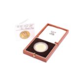 The 1981 proof gold Five Pounds coin, encapsulated, in fitted case, leaflet stating a maximum