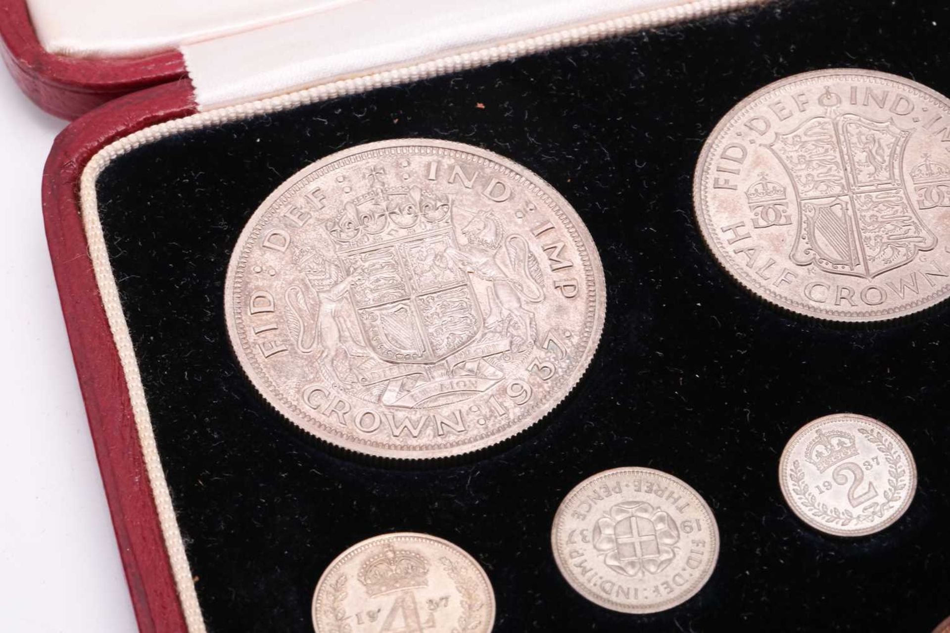 A George VI 1937 specimen fifteen coin set, crown to farthing with four Maundy coins, with - Image 5 of 7