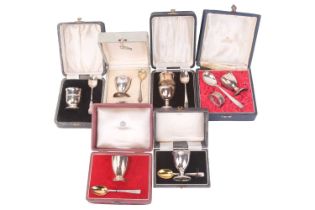 Asprey; a cased silver egg cup and spoon, London 1977, a cased silver egg cup and spoon,