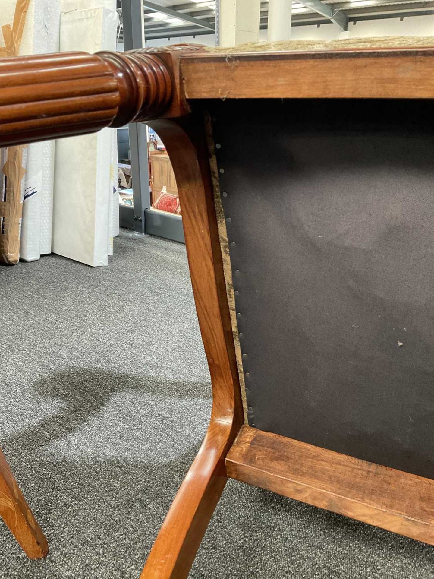 A pair of 19th century Continental mahogany open armchairs, with curved top rails and fan carved mid - Image 4 of 9