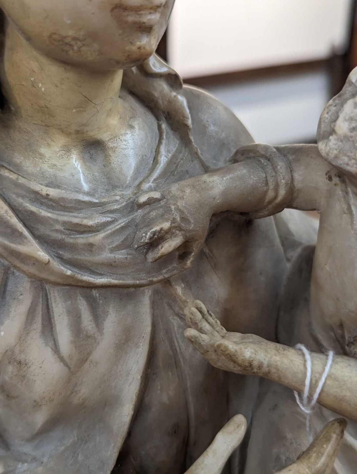 A 16th/17th-century alabaster carving of the Madonna and Child (Mary lacking a crown), depicted - Image 23 of 35