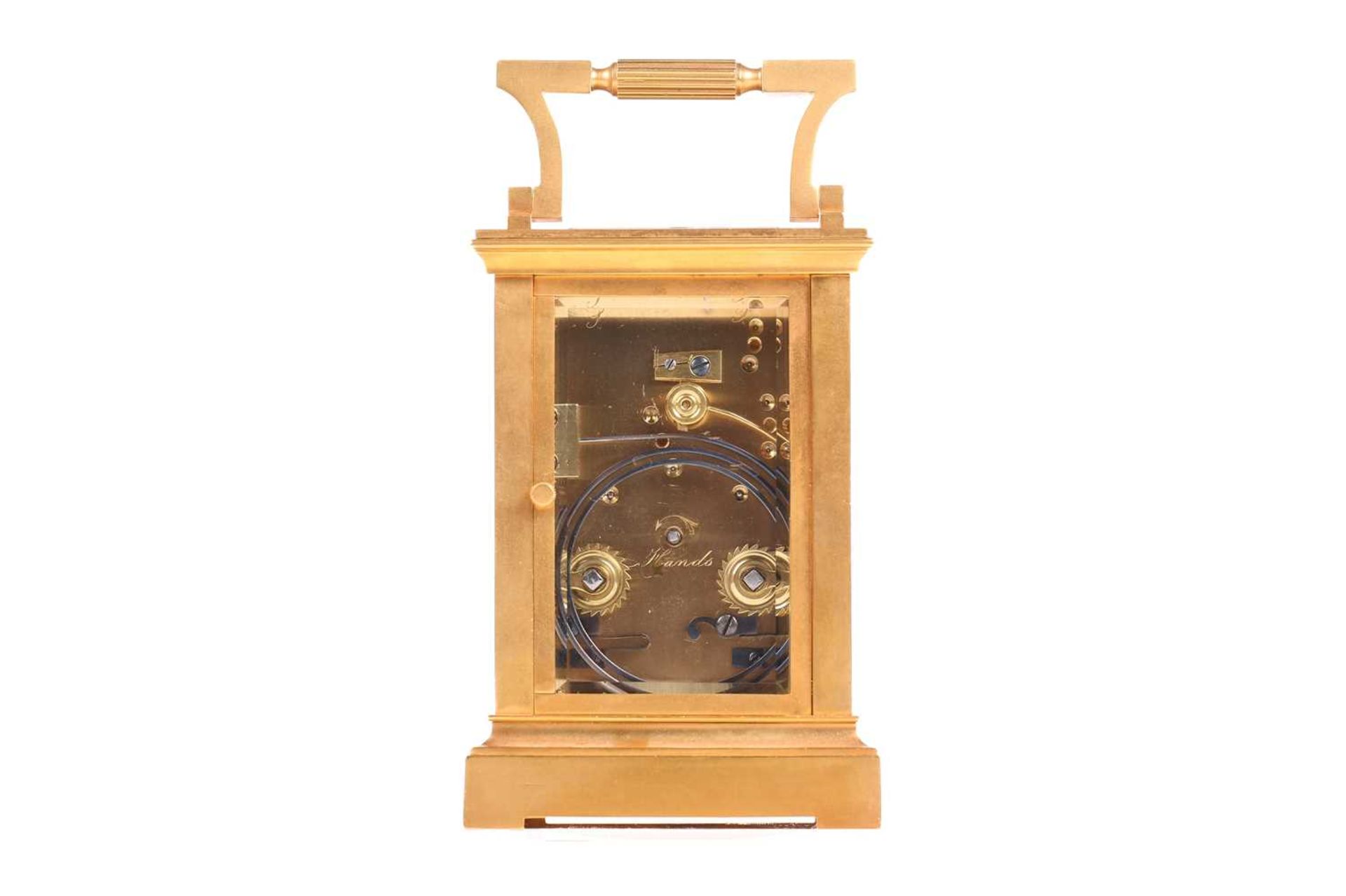 Dixon, Paris & Norwich, a gilt brass carriage clock, with repeater mechanism, the corniche case with - Bild 4 aus 9