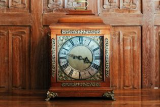 A George III style mahogany mantel clock, with movement by Samuel Stone, London, eight-day