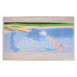 A large David Hockney illustrated poster for 'The Australian National Gallery Canberra 1982',
