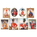 Michael Bartlett RMS (1922-2008), four pairs of framed military portrait miniatures on ivorine,