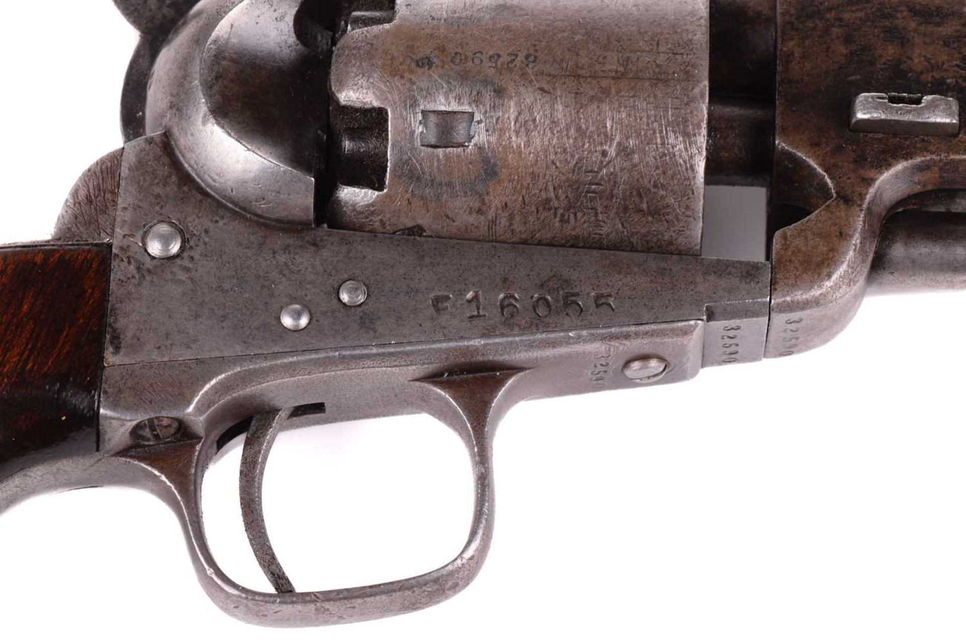 A cased London-made Colt 1851 Navy pattern single action. 36 calibre percussion revolver, serial - Image 9 of 14