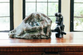 Contemporary School, 'Embracing Family', bronze, unsigned, 22cm high x 37cm wide, together with a