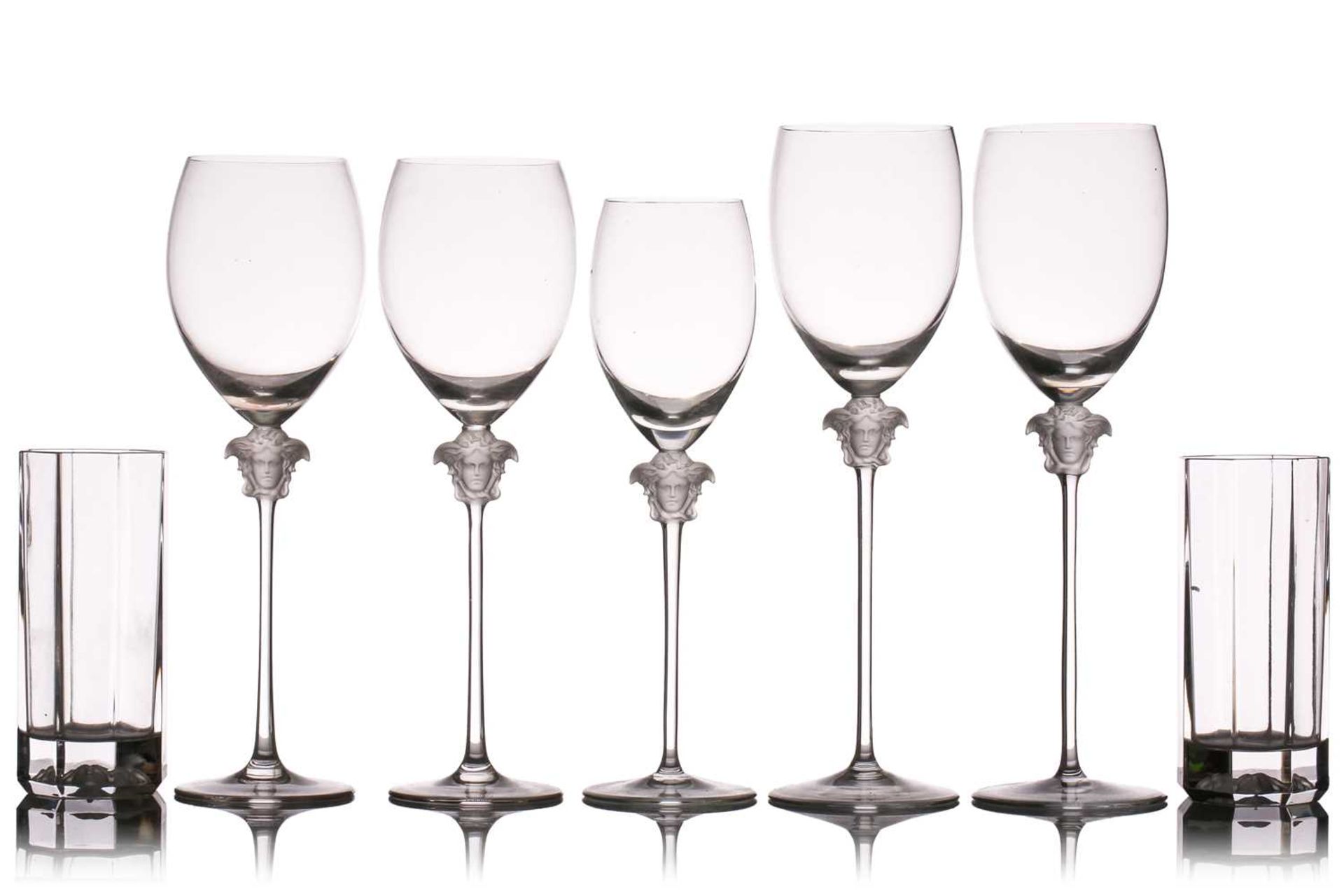 A collection of Rosenthal Versace Medusa Lumiere clear glassware, comprising of two tall glasses, 15 - Image 9 of 17