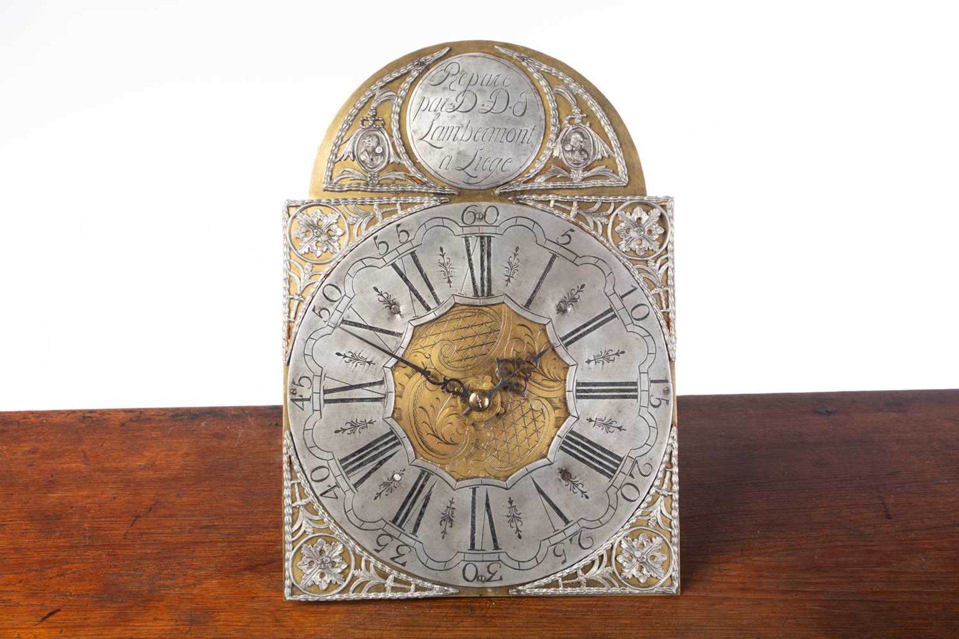 An 18th century 30-hour, Liege oak longcase clock, brass and steel dial, signed to the arch ' - Image 6 of 9