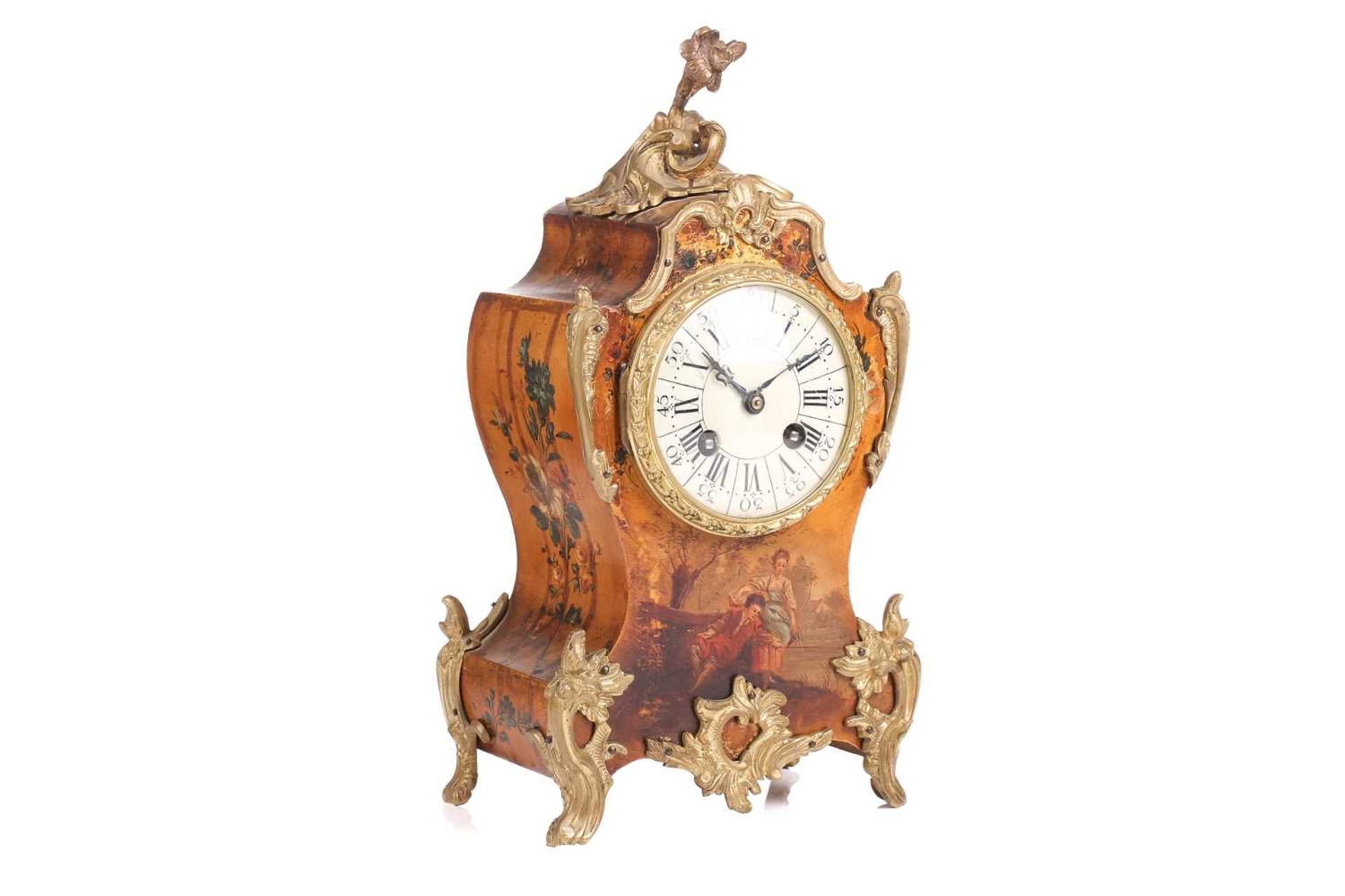A French Louis XV-style 8-day Vernis-Martin balloon mantel clock, late 19th-century fitted a Japy - Image 2 of 8