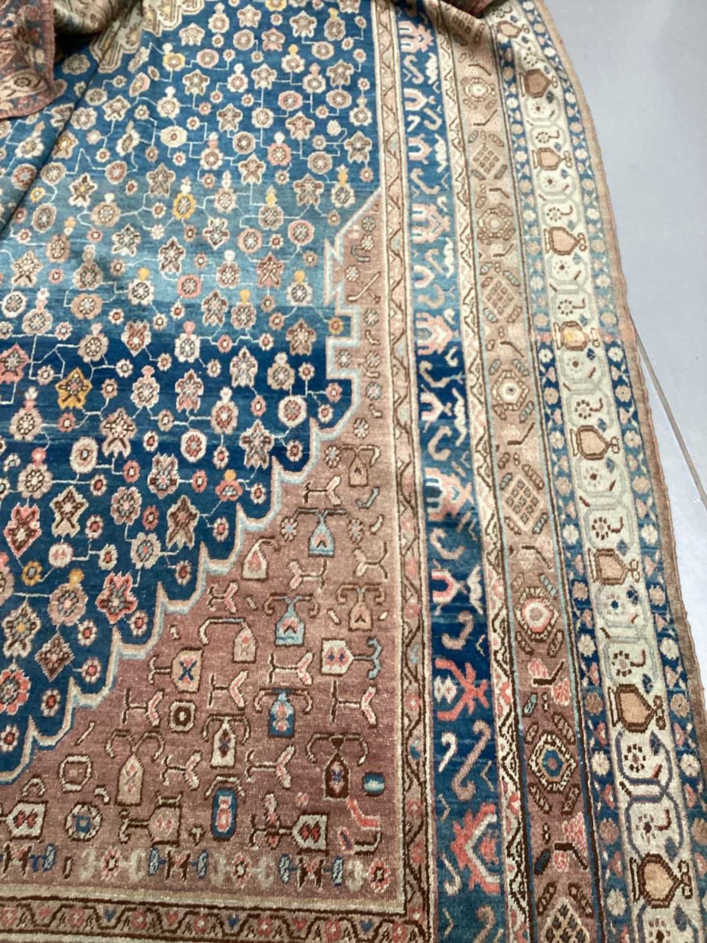 A large blue ground "old country house" Fereghan carpet with a central diamond on a field of - Image 11 of 19