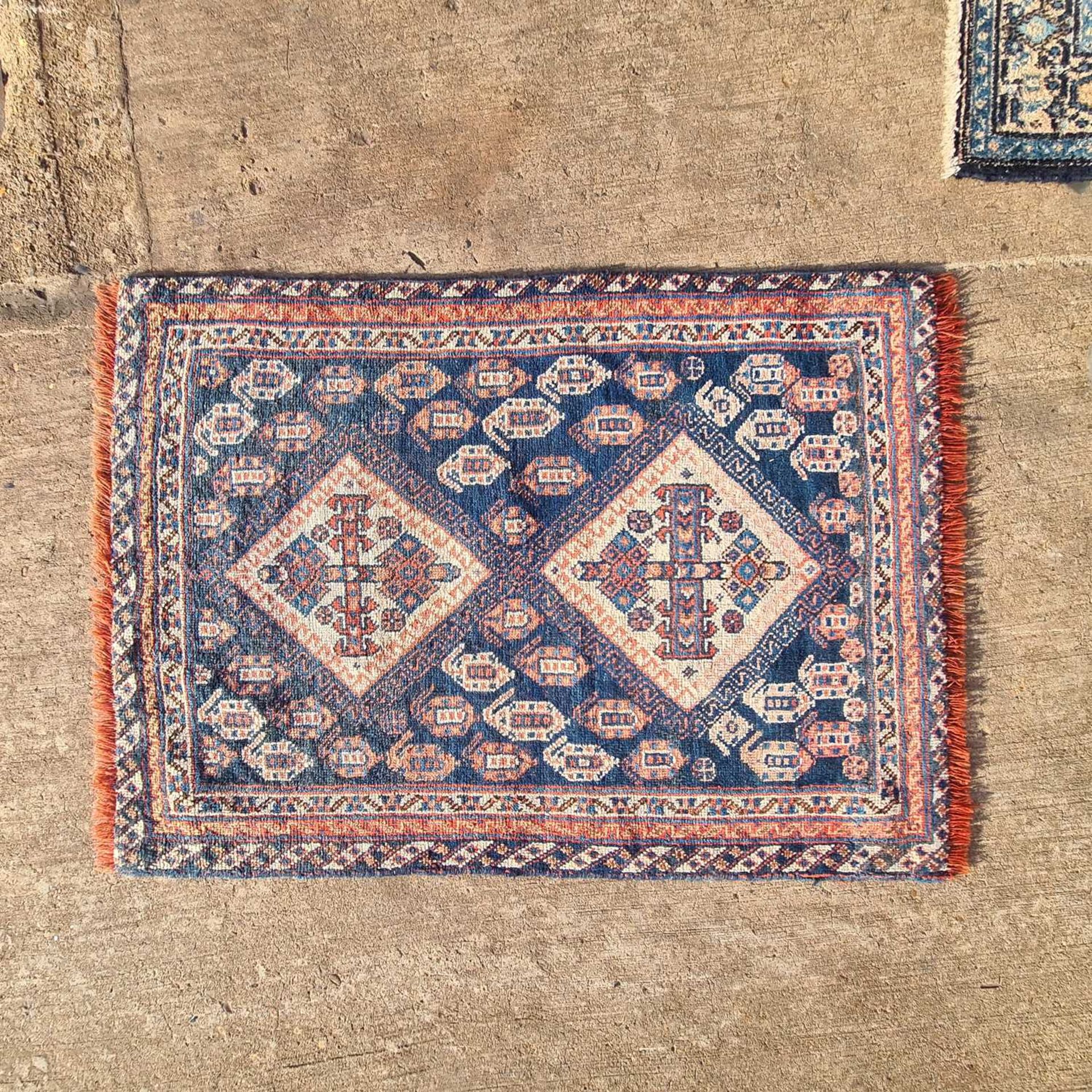 A red ground antique Tekke Turkoman rug, 160 cm x 116 cm, together with three soumak worked jaijim - Image 5 of 6