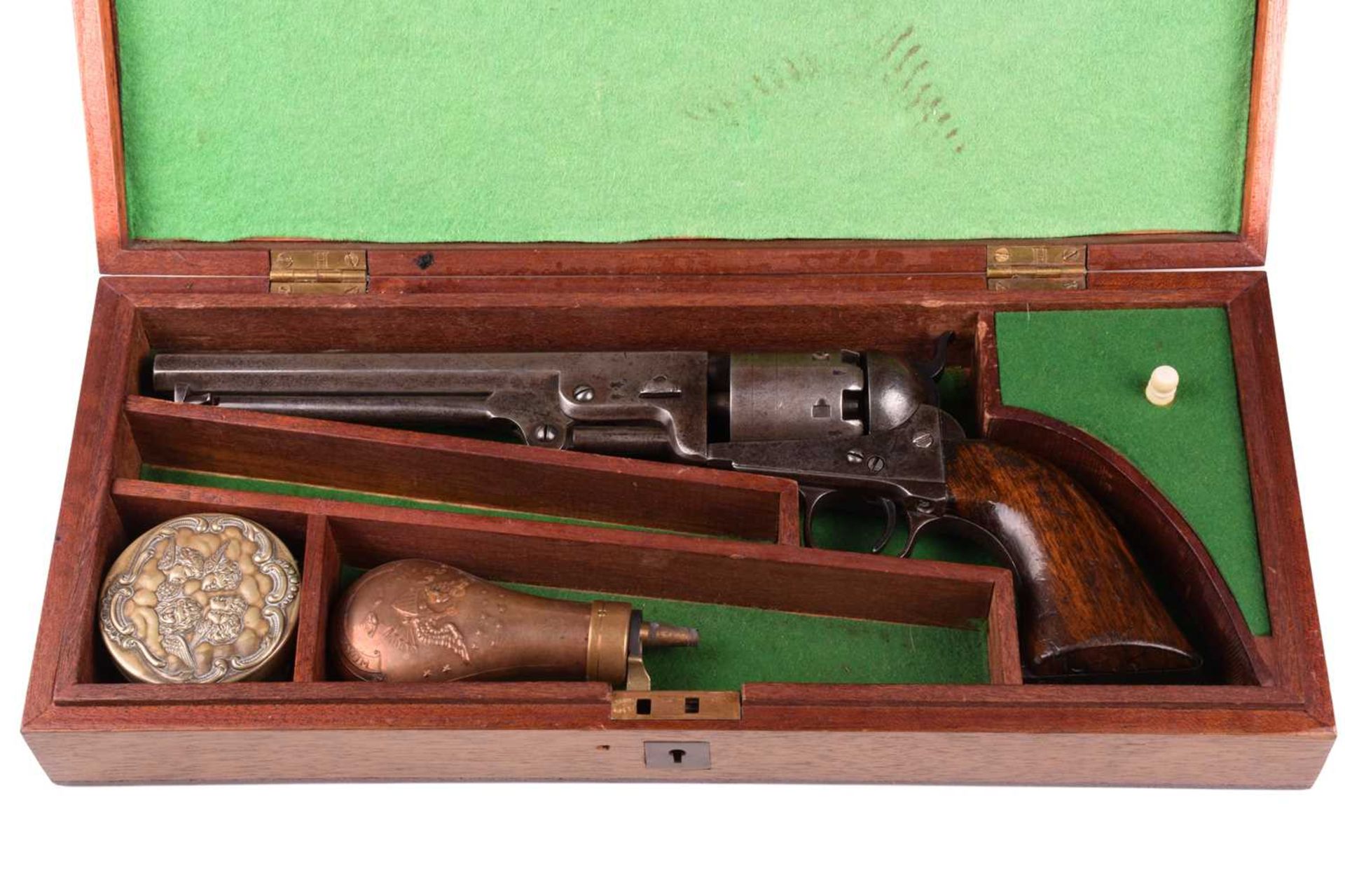 A cased London-made Colt 1851 Navy pattern single action. 36 calibre percussion revolver, serial - Image 5 of 15