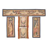 Three Brussels tapestry panels of colourful Neo-Classical form the frieze panel bearing a date of