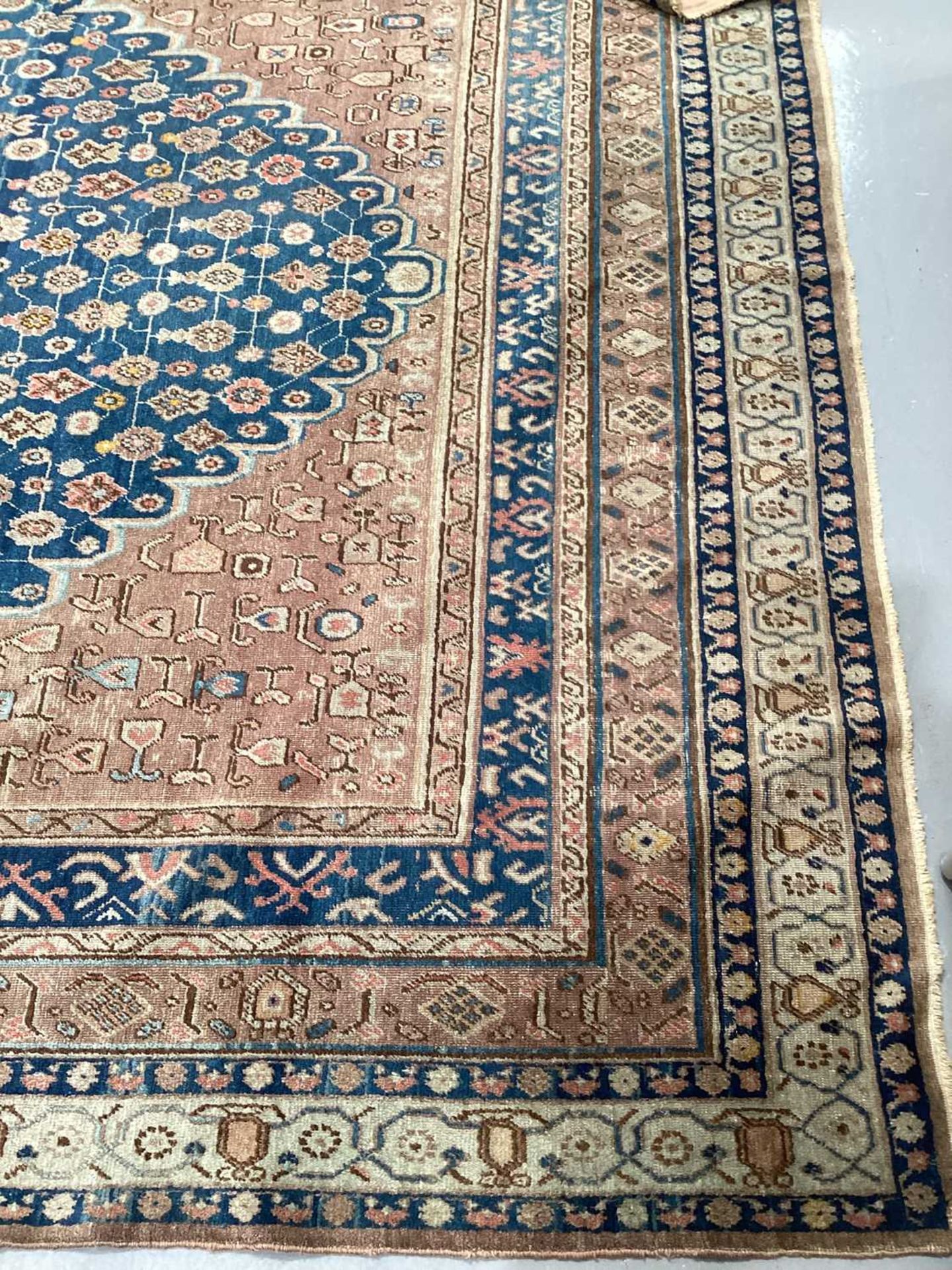 A large blue ground "old country house" Fereghan carpet with a central diamond on a field of - Image 13 of 19