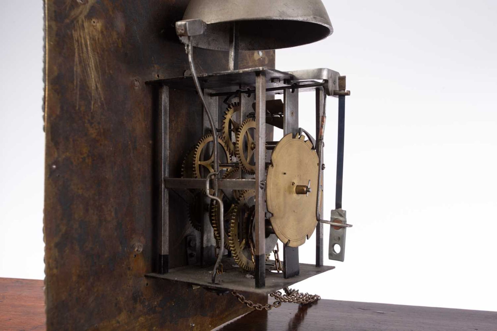 An 18th century 30-hour, Liege oak longcase clock, brass and steel dial, signed to the arch ' - Image 4 of 9