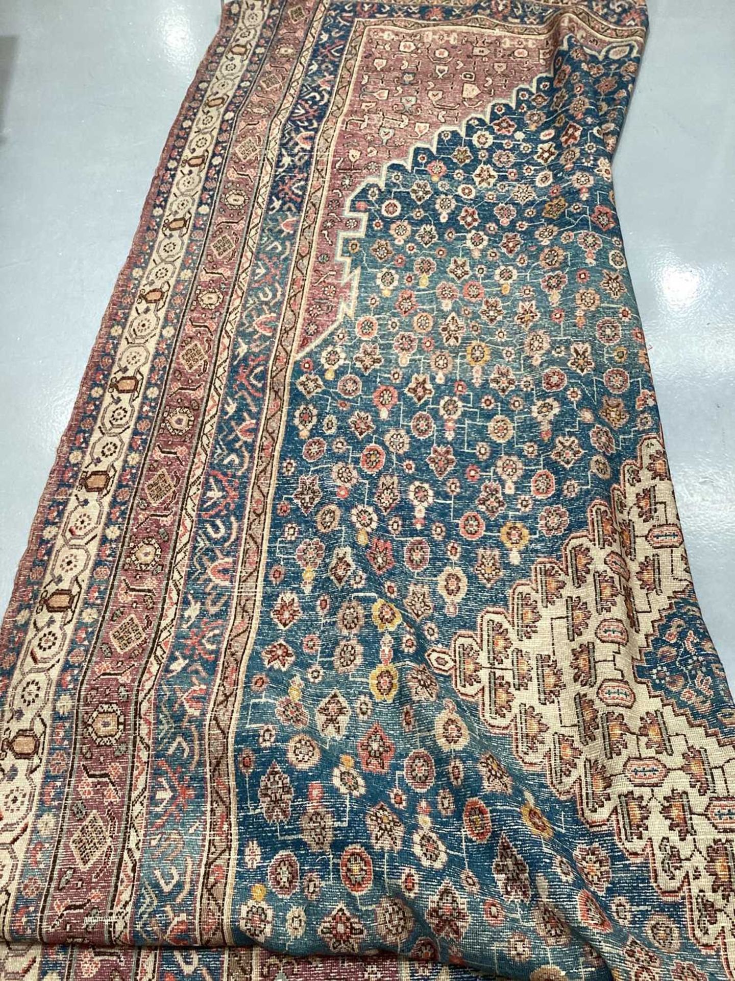 A large blue ground "old country house" Fereghan carpet with a central diamond on a field of - Image 7 of 19