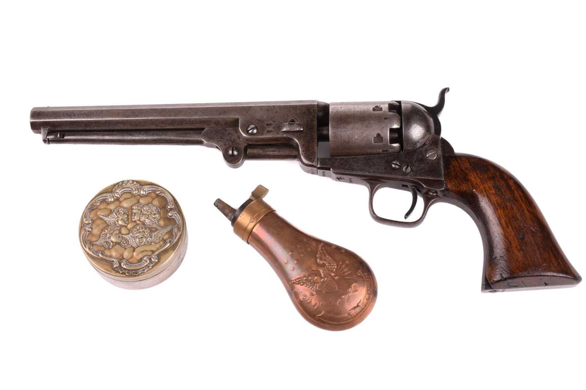A cased London-made Colt 1851 Navy pattern single action. 36 calibre percussion revolver, serial - Image 13 of 15
