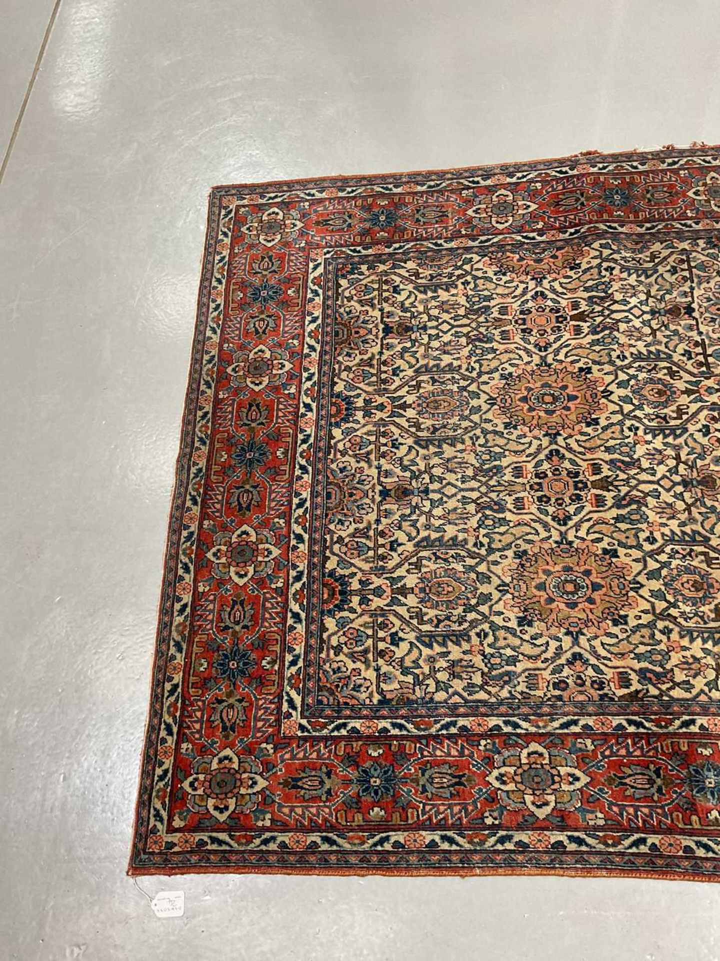 An antique ivory ground Kerman rug with an allover floral design within multiple borders 202 x 137cm - Image 7 of 10