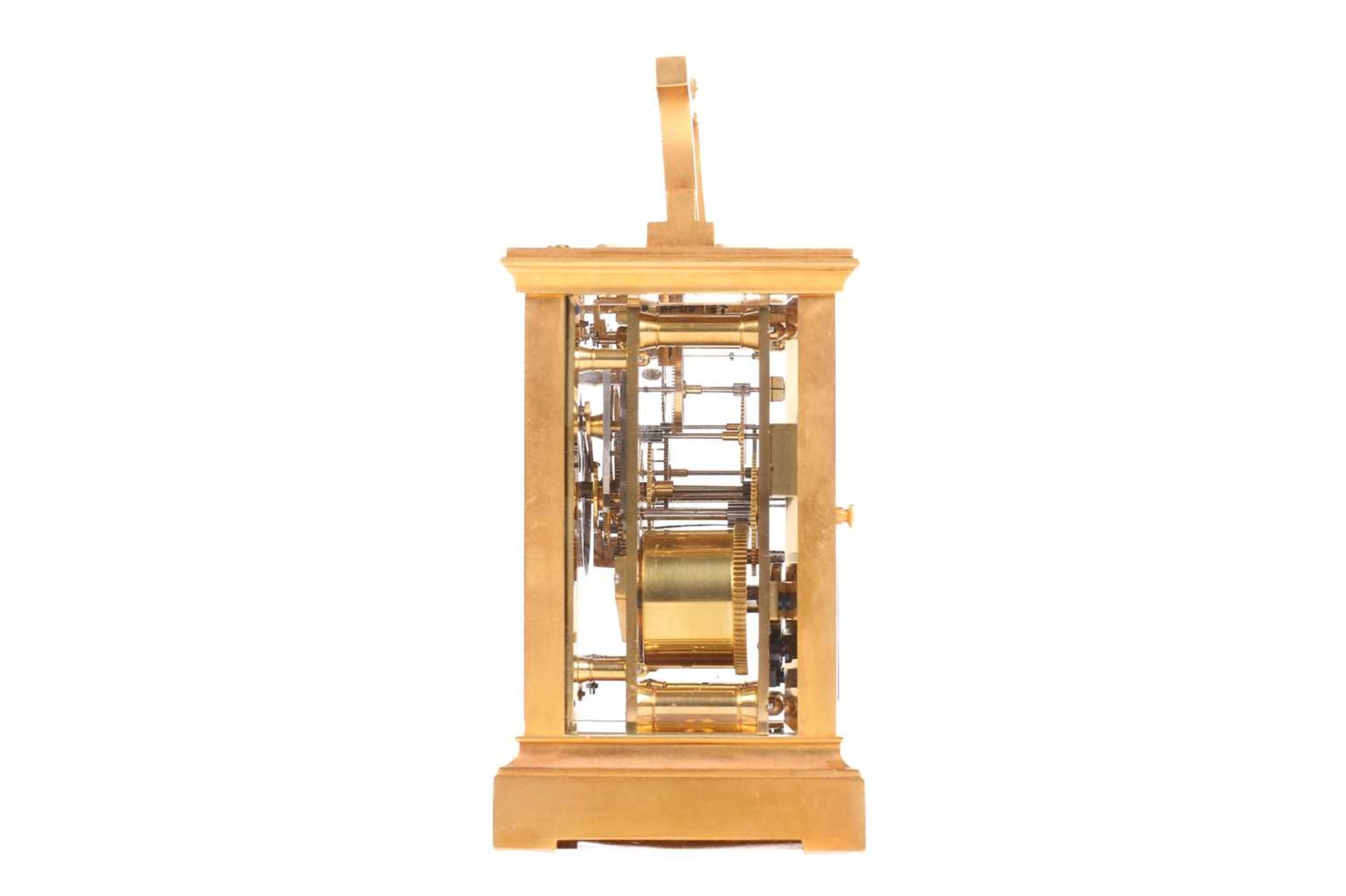 Dixon, Paris & Norwich, a gilt brass carriage clock, with repeater mechanism, the corniche case with - Bild 3 aus 9