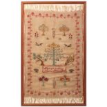 Of Welsh interest, A 19th-century Welsh "Adam & Eve needlework sampler, worked in red, green gold
