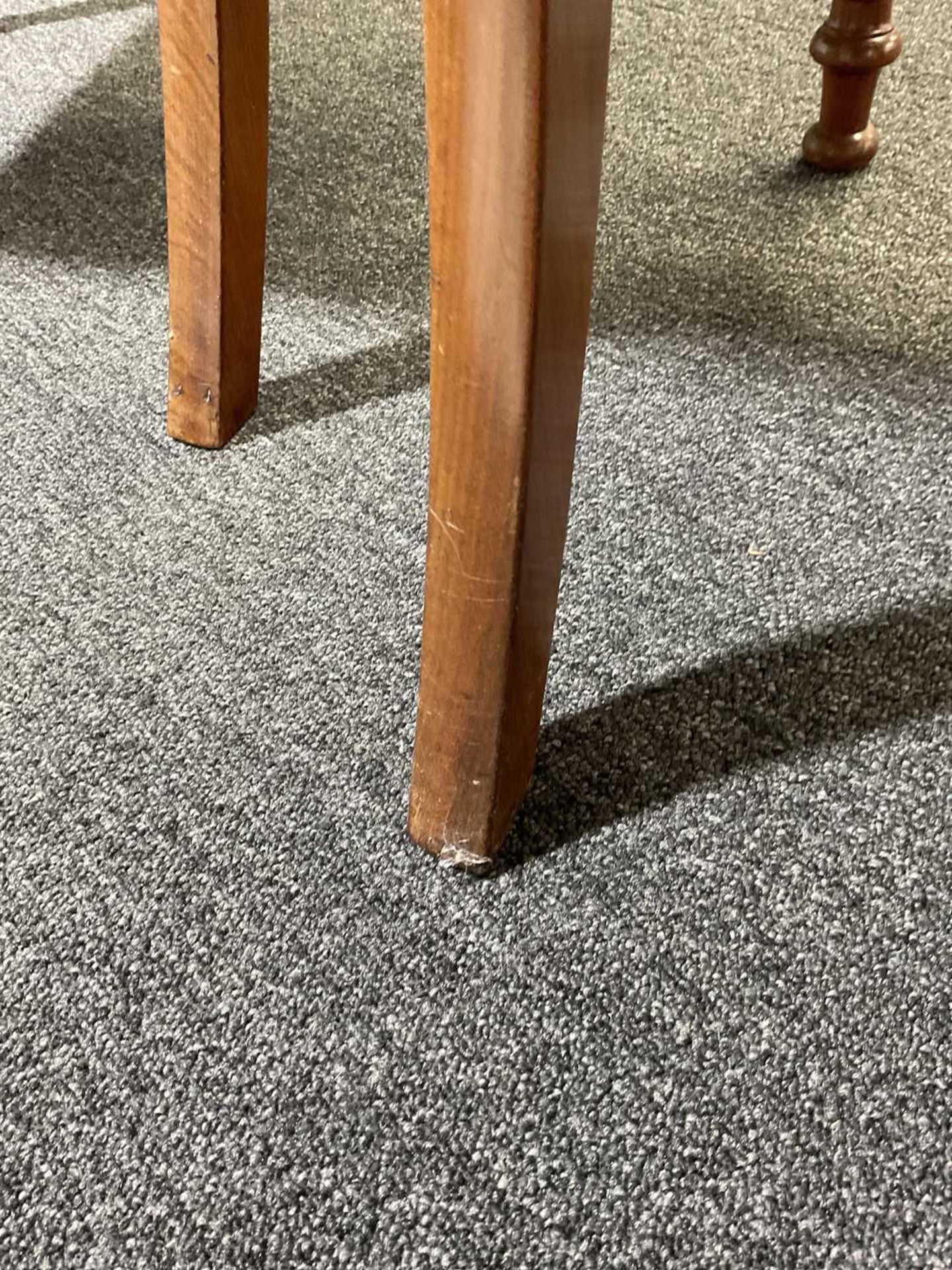 A pair of 19th century Continental mahogany open armchairs, with curved top rails and fan carved mid - Image 6 of 9