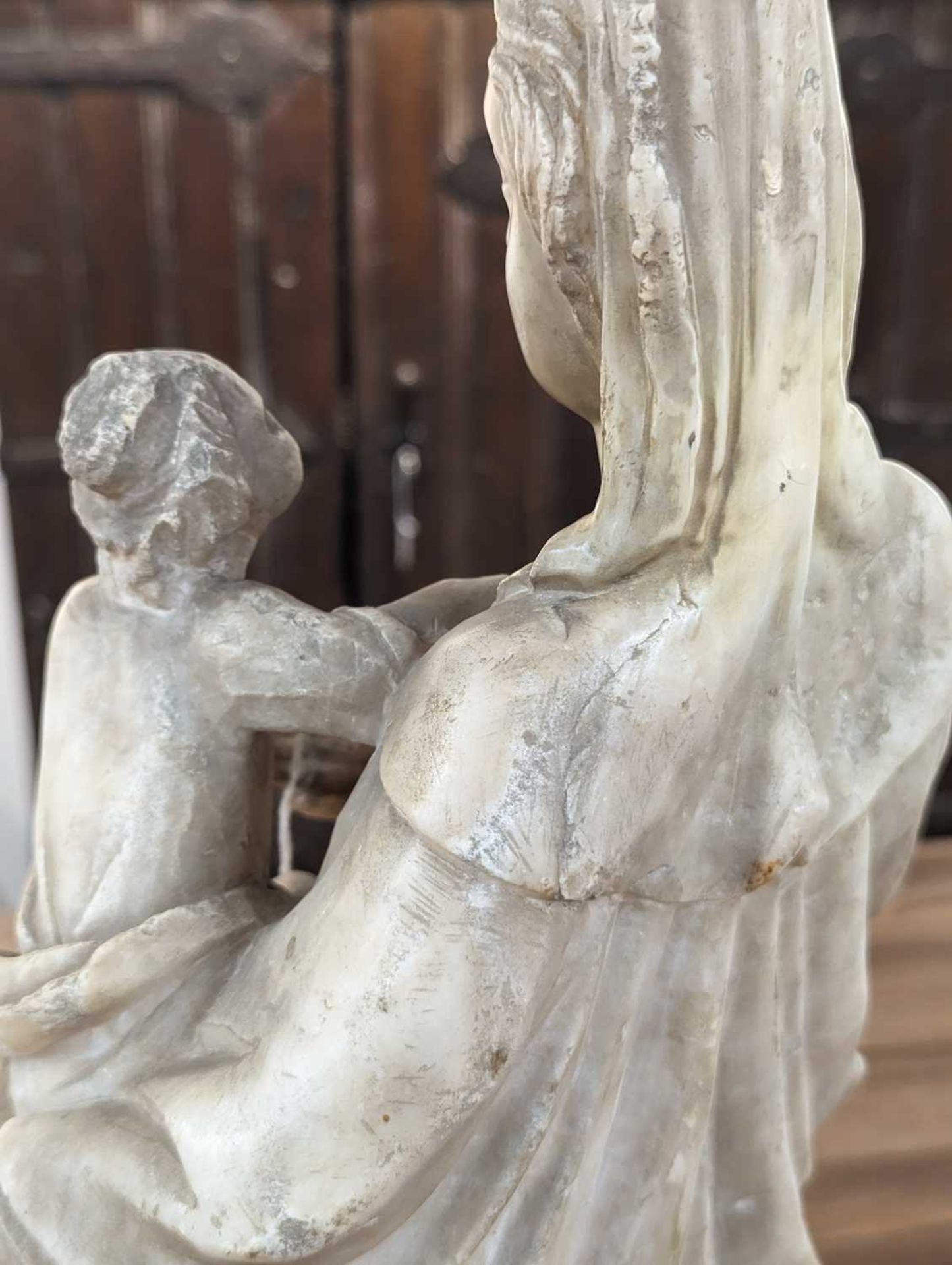 A 16th/17th-century alabaster carving of the Madonna and Child (Mary lacking a crown), depicted - Image 30 of 35