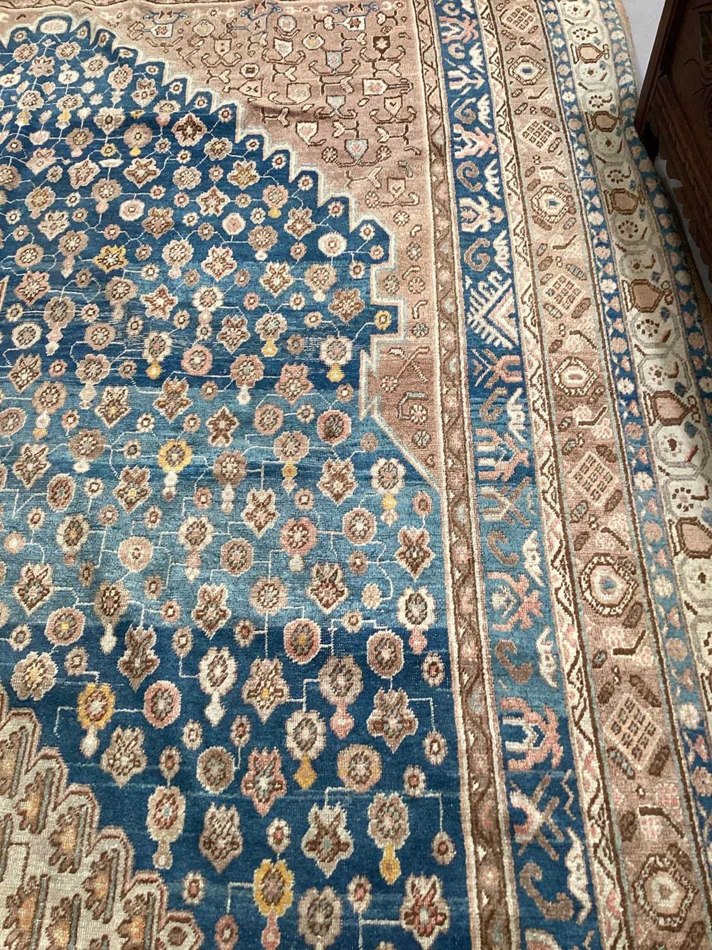 A large blue ground "old country house" Fereghan carpet with a central diamond on a field of - Image 18 of 19