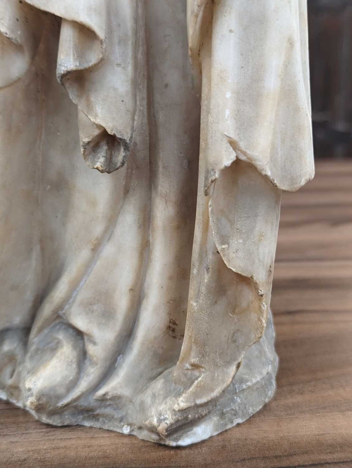 A 16th/17th-century alabaster carving of the Madonna and Child (Mary lacking a crown), depicted - Image 28 of 35