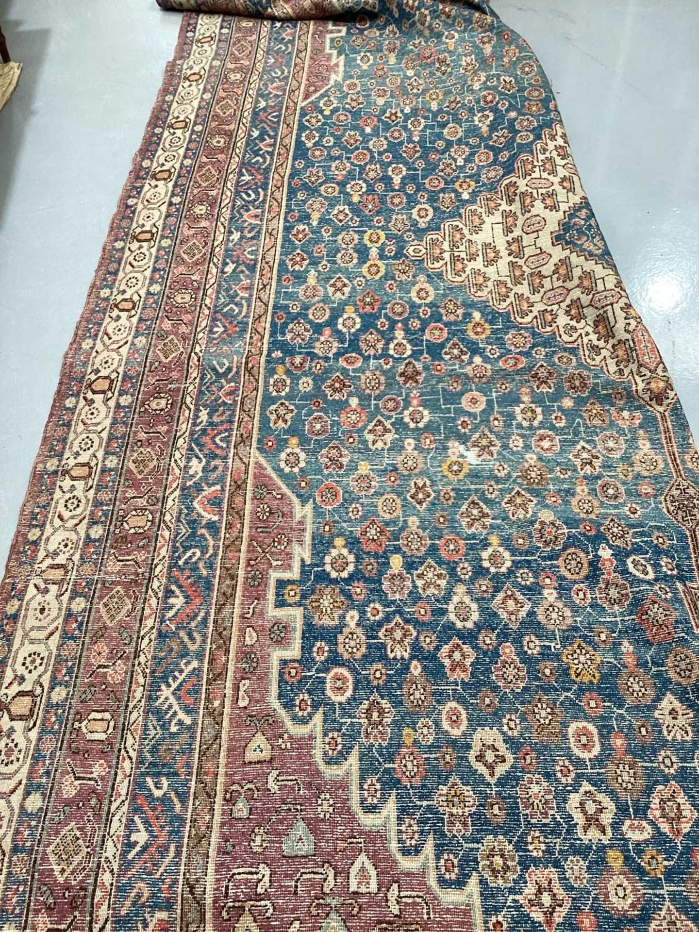 A large blue ground "old country house" Fereghan carpet with a central diamond on a field of - Image 6 of 19