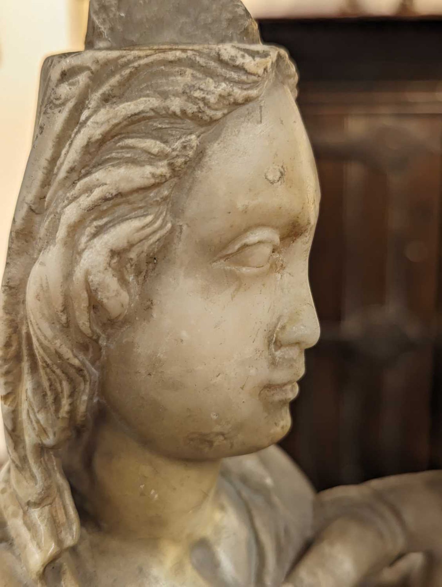 A 16th/17th-century alabaster carving of the Madonna and Child (Mary lacking a crown), depicted - Image 29 of 35