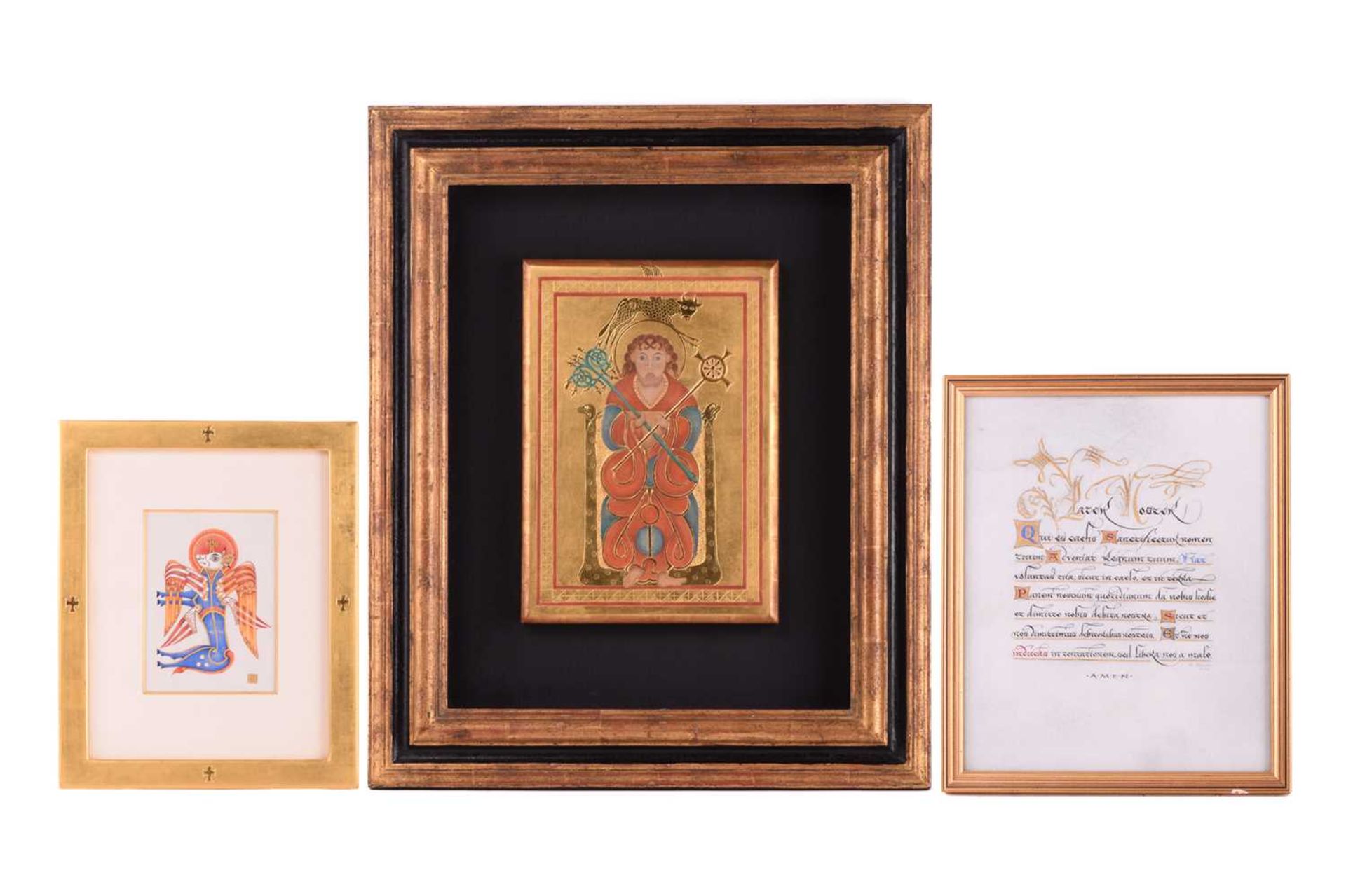 Two works by Sue Viner (contemporary), 'Portrait of Saint Luke The Gospels of Saint Chad', dated