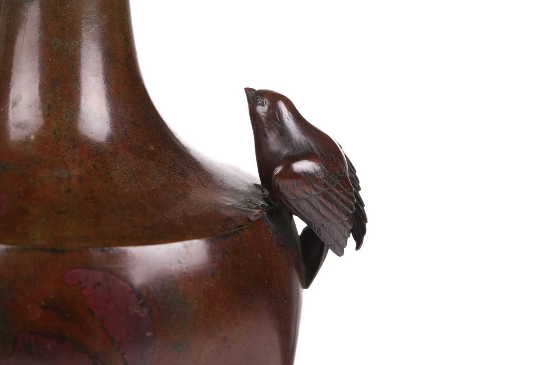 A Japanese Maruki Company patinated bronze baluster vase, Meiji period, late 19th century, - Image 3 of 7