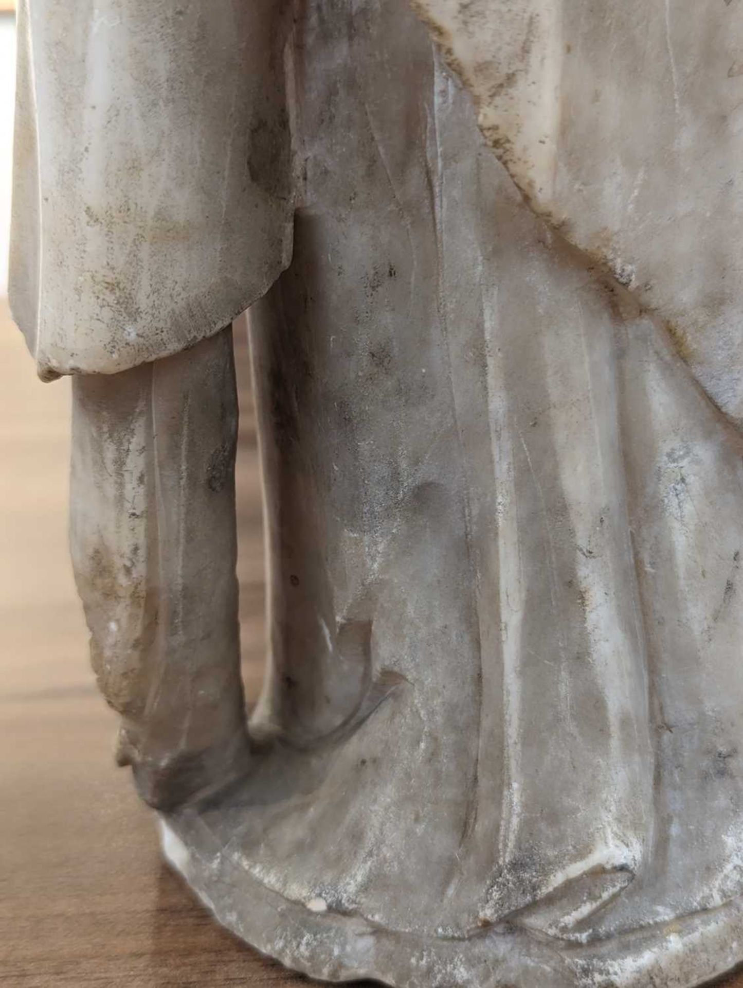 A 16th/17th-century alabaster carving of the Madonna and Child (Mary lacking a crown), depicted - Image 31 of 35